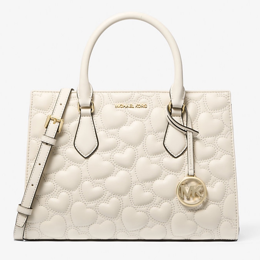 MICHAEL KORS Cream Quilted Heart Satchel with Matching Wallet - Picture 3 of 8